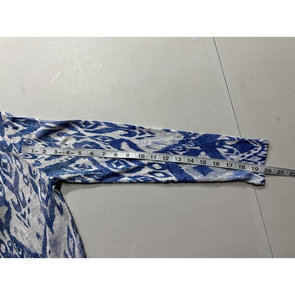 Chico Ikat Linen Split-Neck Top 100% Linen Size 0 / Small BG2263 - Picture 9 of 12